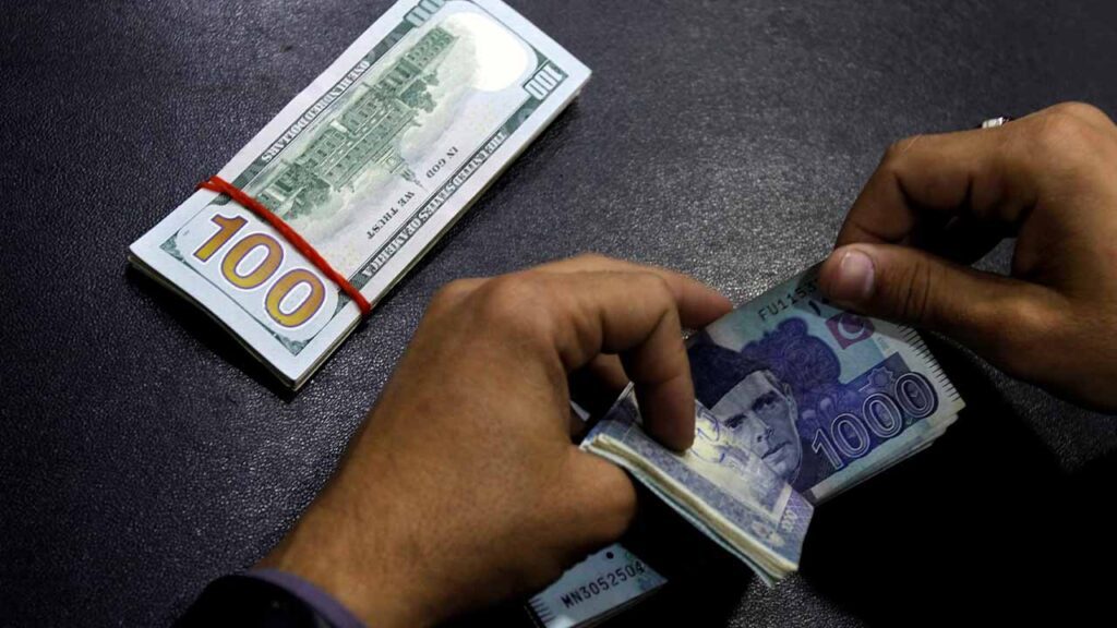 US dollar to Pakistani rupee closing