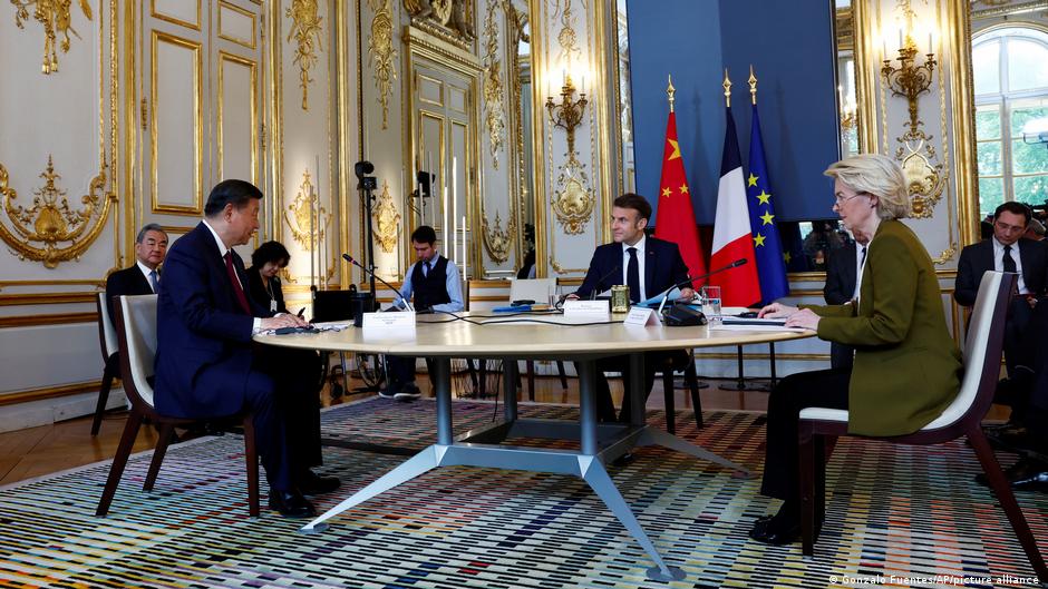 The Chinese president was pressed on Ukraine and trade issues during talks in Paris