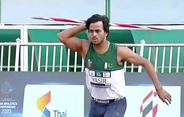 Pakistani javelin thrower Mohammad Yasir Ali won the silver medal at the second Asian Throwing Championship held in Mokpo, South Korea on Saturday.