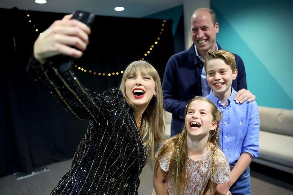 : British monarchy's heir Prince William along with his children, Charlotte and George, enjoyed meeting United States pop-singer Taylor Swift at the opening night of her Eras tour in London on Friday.