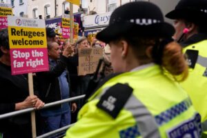 large number of counter-protesters took to the streets in several cities to denounce racism and safeguard vulnerable locations like refugee centres and legal offices on Wednesday