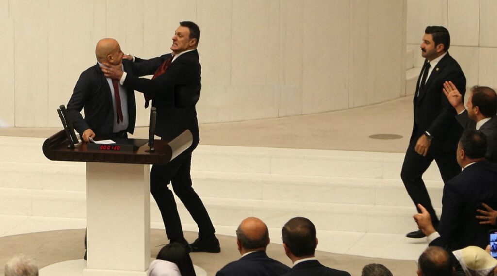 Turkish Parliament saw a brawl of epic proportions as the country's lawmakers were involved in a dramatic altercation on Friday.