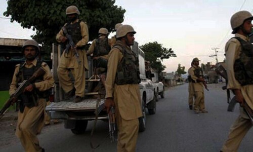 Funeral prayers for the soldiers slain in clashes with terrorists in North Waziristan were offered in the Peshawar garrison on Saturday.