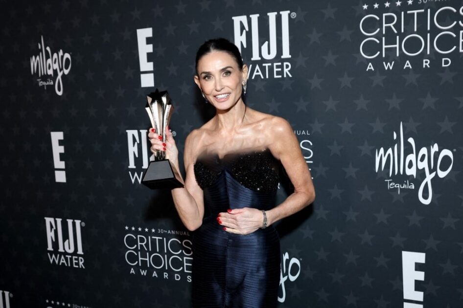 Demi Moore won best actress at the Critics Choice Awards, confirming her status as favourite for the Oscars.