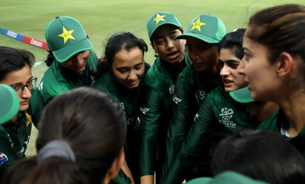 Pakistan women's team before their match against New Zealand in the 2024 T20 World Cup.