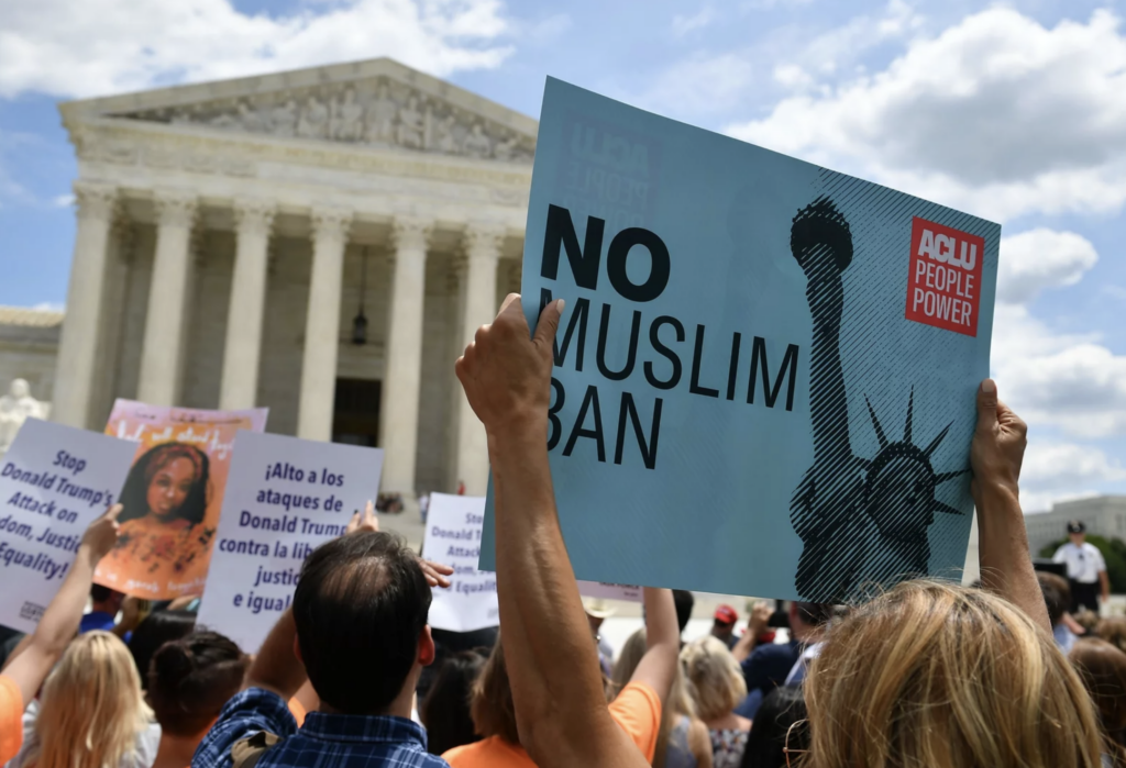 Protesters outside the US Supreme Court.