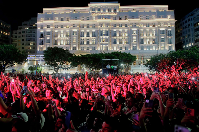Rio de Janeiro's Copacabana Beach was filling up fast with fans of Lady Gaga, hours before she is to perform at a free mega-concert.