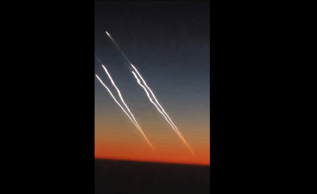 A pilot from the Pakistan International Airlines (PIA) recorded footage of ballistic missiles being launched from Iranian territory during a commercial flight late Monday night.