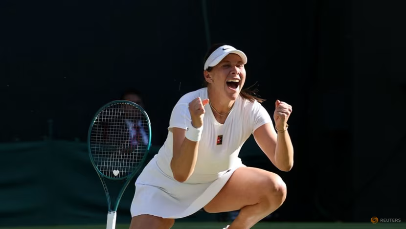A year after failing to qualify, Amanda Anisimova celebrated reaching Wimbledon semi-finals for the first time with her nephew on Court One.