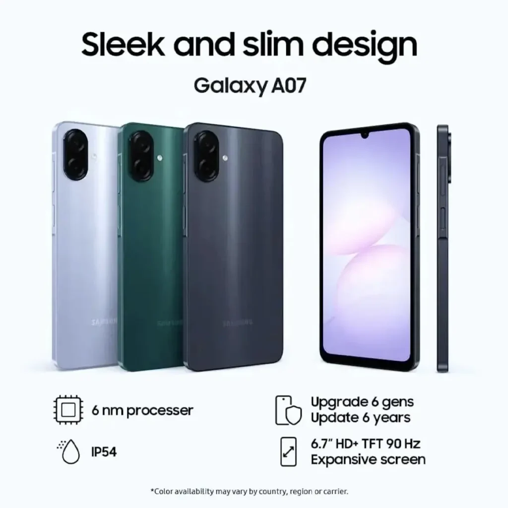 Samsung Galaxy A07 leaked poster with specs