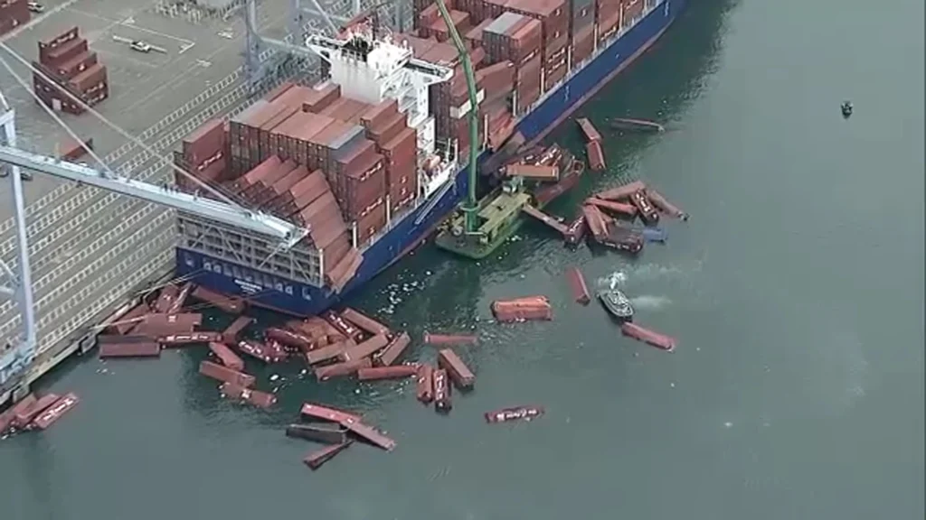 Salvage work underway after container ship incident at Port of Long Beach