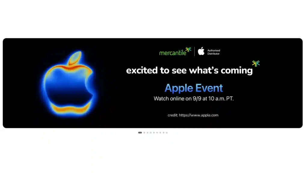 Mercantile Pakistan’s official website displays iPhone 17 series launch event ad