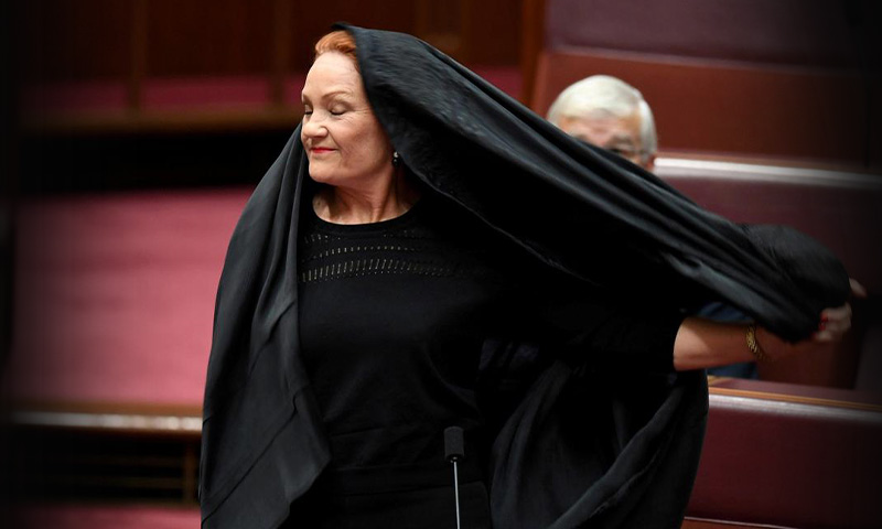 Australian senator Pauline Hanson suspended after wearing burka in parliament