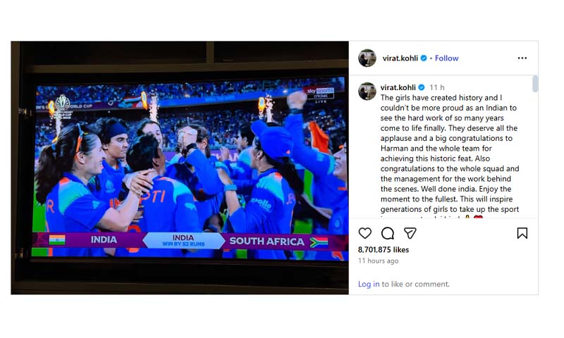 Virat Kohli's Instagram post