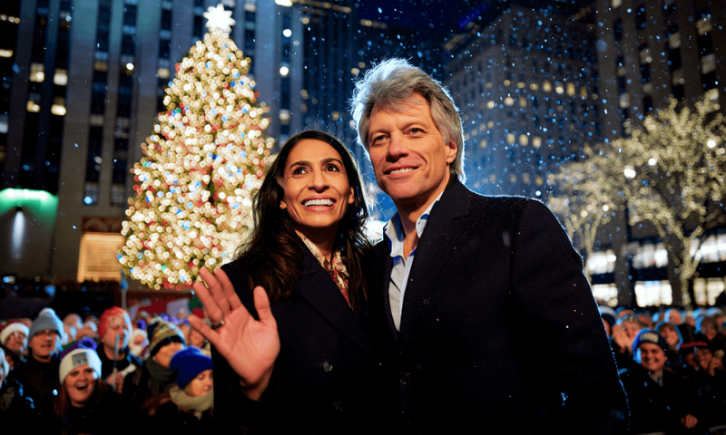 Jon Bon Jovi surprises fans with rare appearance alongside wife at Christmas in Rockefeller Center